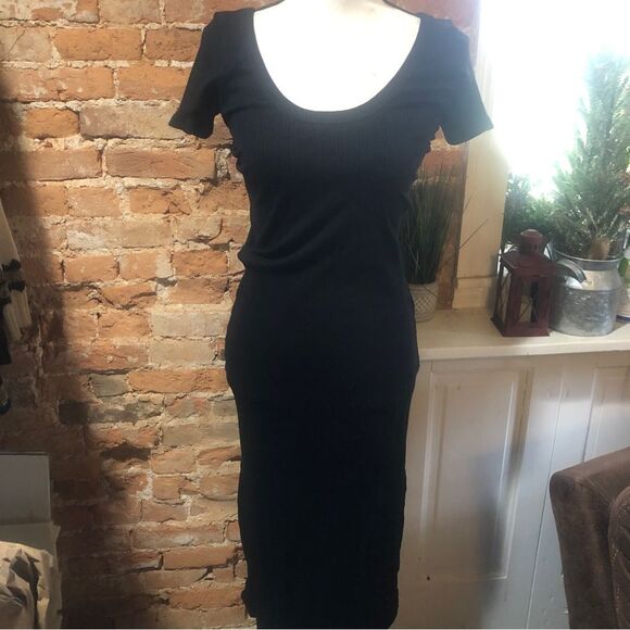 NWT VITAMIN A WOMENS XS CATALINA RIBBED BLACK  T-SHIRT DRESS SUSTAINABLE ORGANIC - Picture 7 of 10